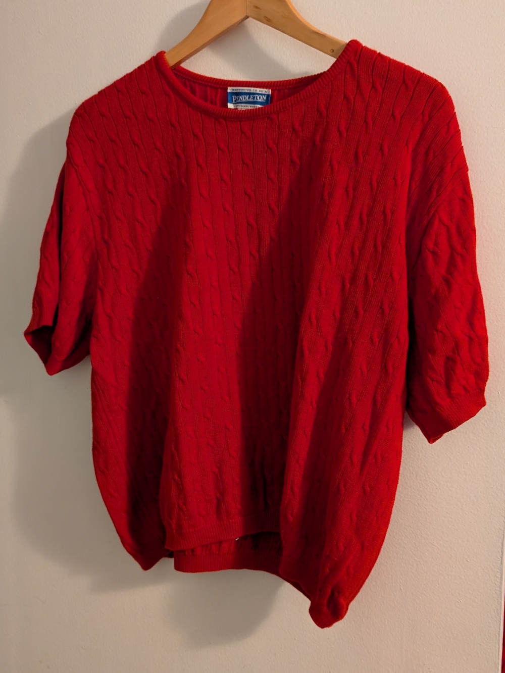 Pendleton Red Cable-Knit Short Sleeve Sweater Size XL